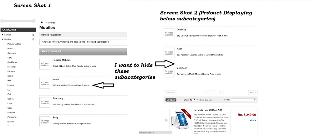 Hide subcategories on category page - General topics - PrestaShop Forums