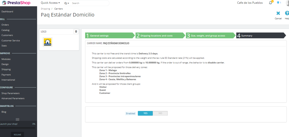 CORREOS ESTANDAR PAQ SUMMARY PS.PNG