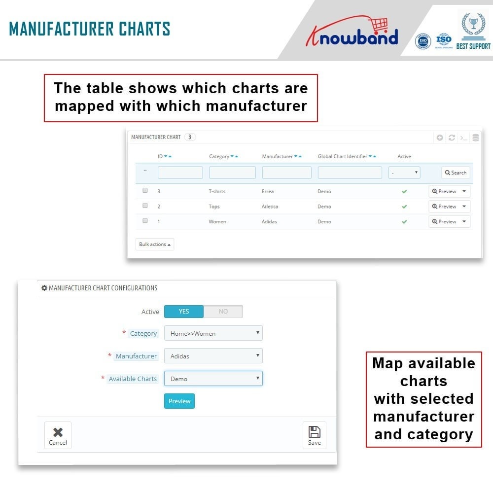 Prestashop Size Chart