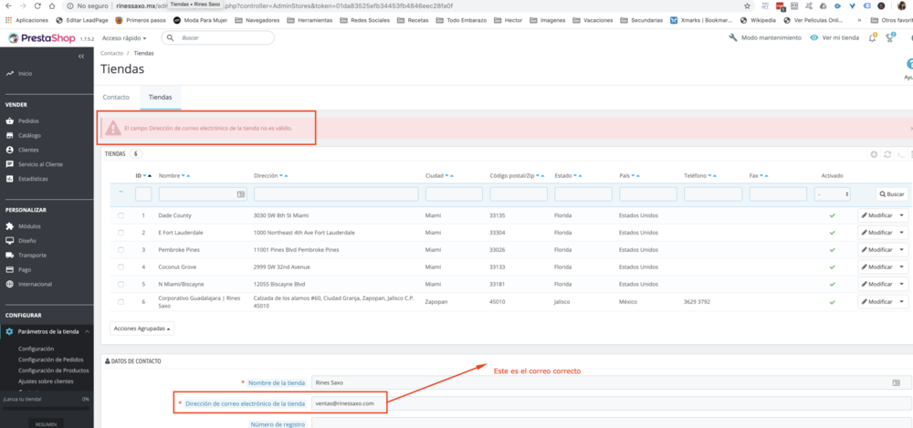 Error en cambio de correo .png