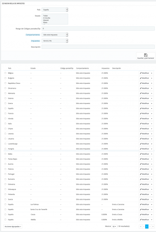 Reglas de impuestos Editar ES Standard rate 21 .png