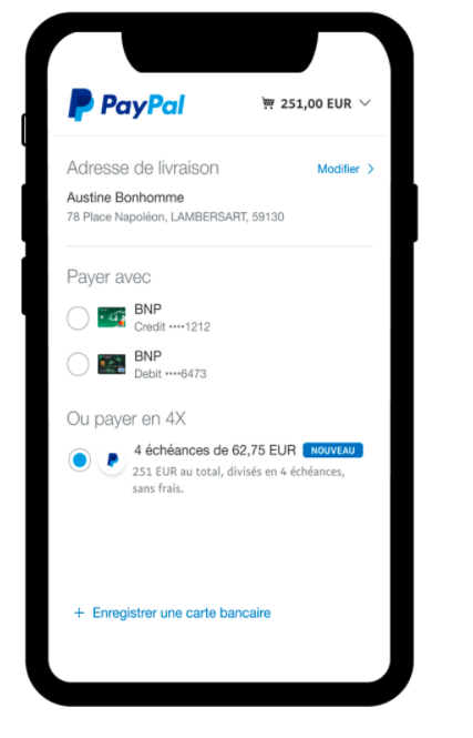 Paiement 4x fois PayPal