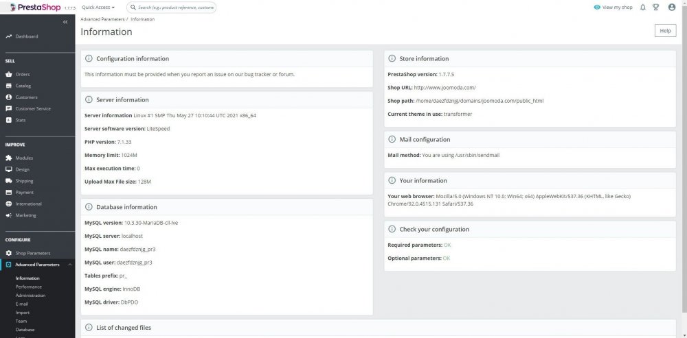 prestashop version and parameters.jpg