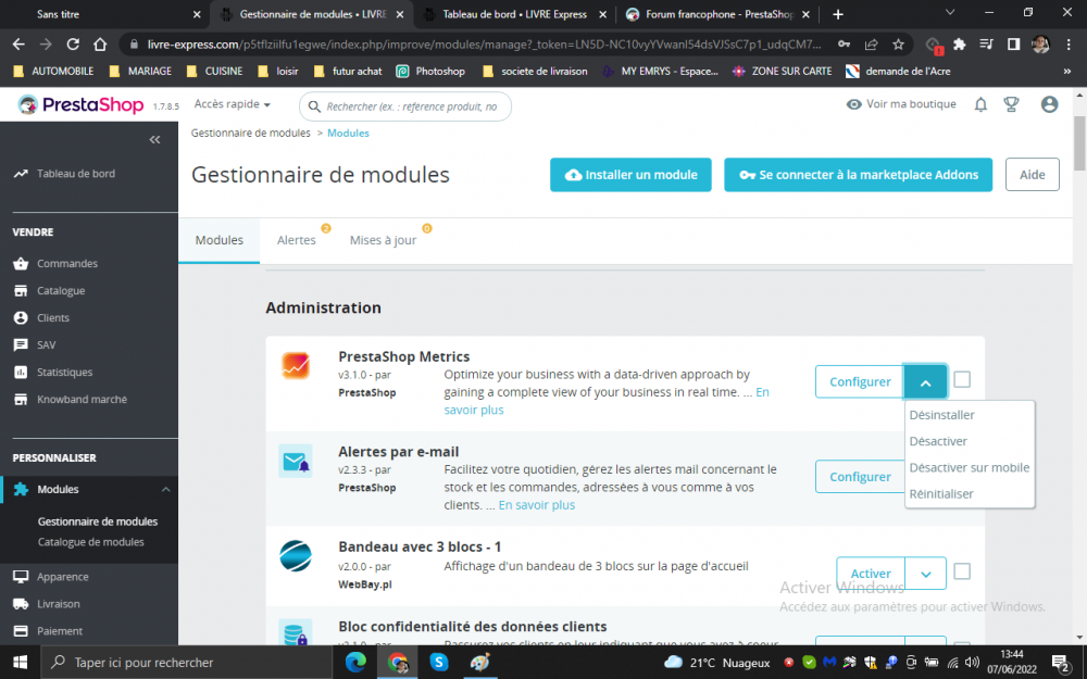 prestashop metrics pas de mise a jour a faire.png
