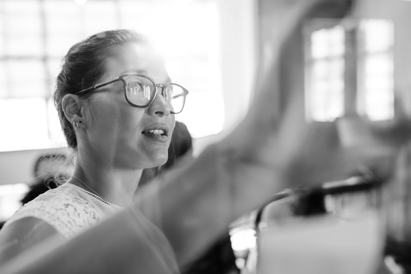 Person thinking about a name for their new business