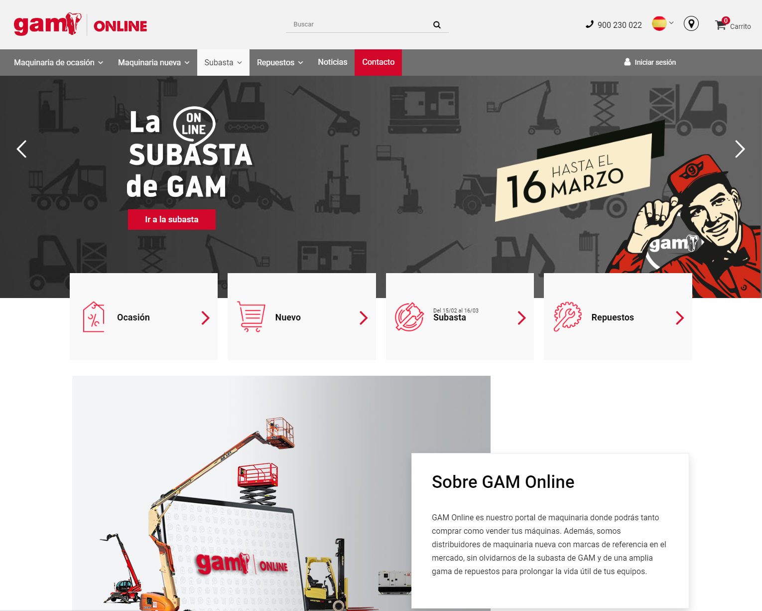 GAM Online, ¡el mayor eCommerce de venta y Subasta de Maquinaria Nueva y de Ocasión! 