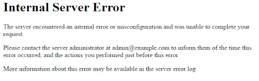 Error 500 - Internal server error