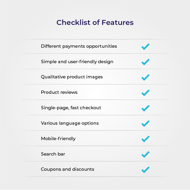 checklist of features